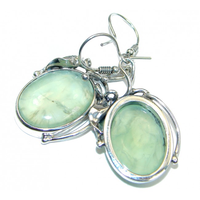 Authentic Moss Prehnite Gold Rhodium plated over Sterling Silver earrings