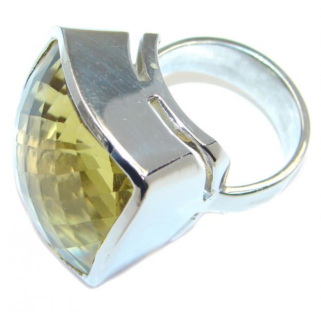 Gaint faceted Natural flawless Citrine Sterling Silver ring size 9