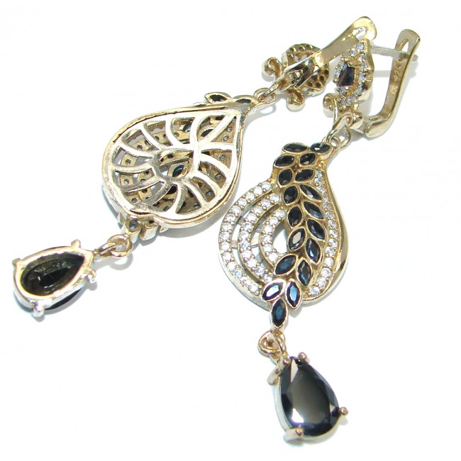 Carmen Victorian Style Onyx Two Tones Sterling Silver earrings