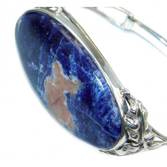 Huge Blue Galaxy genuine Sodalite handcrafted Sterling Silver Bracelet