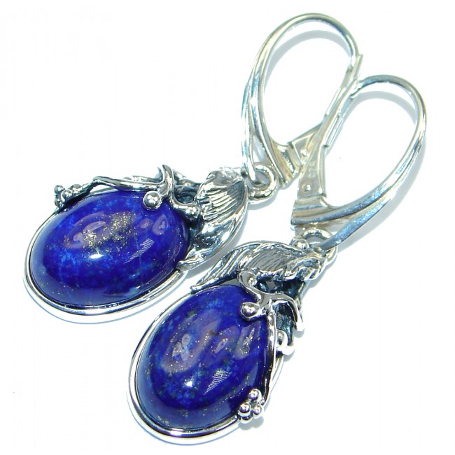 Perfect genuine Blue Lapis Lazuli Sterling Silver handmade earrings