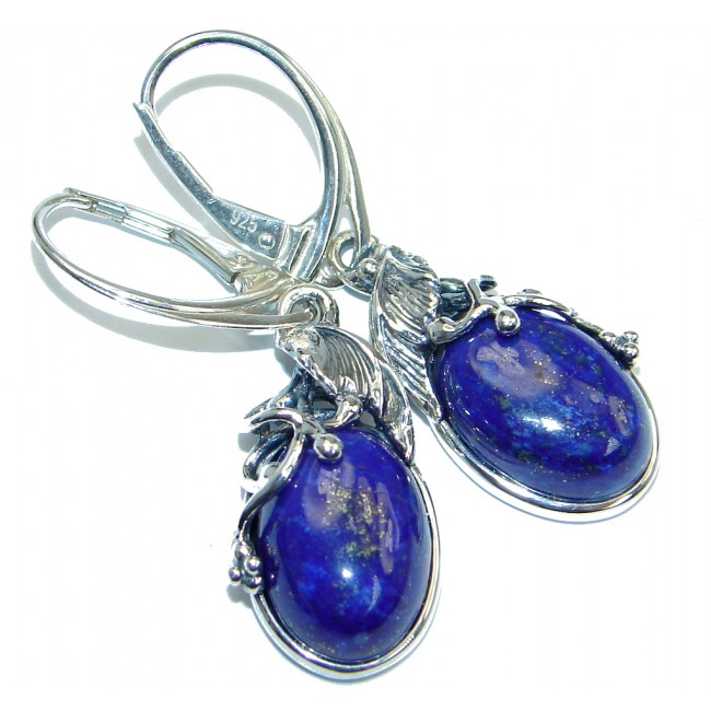 Perfect genuine Blue Lapis Lazuli Sterling Silver handmade earrings