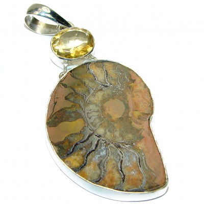 Ammonite Fossil .925 Sterling Silver handcrafted pendant