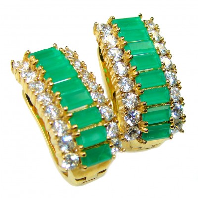 Incredible genuine Emerald 14K Gold over .925 Sterling Silver handcrafted Earrings