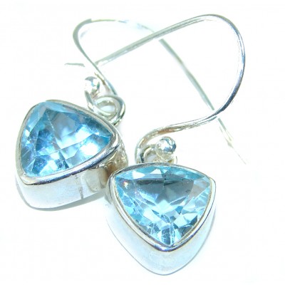 Amazing authentic Swiss Blue Topaz .925 Sterling Silver earrings