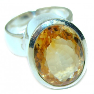 Authentic Citrine .925 Sterling Silver handmade Cocktail Ring s. 5 1/2