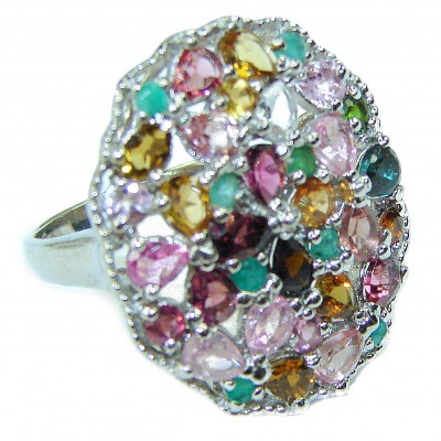 Brazilian Watermelon Tourmaline .925 Sterling Silver Perfectly handcrafted Ring s. 7 1/4