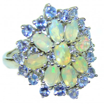 New Revolution Genuine 8.5 carat Ethiopian Opal Sapphire .925 Sterling Silver handmade Ring size 8