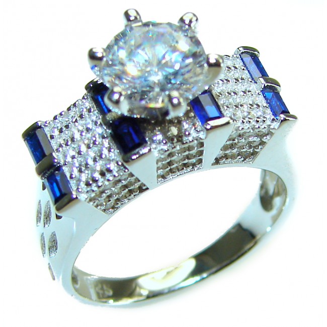 White Topaz Sapphire .925 Sterling Silver brilliantly handcrafted ring s. 7