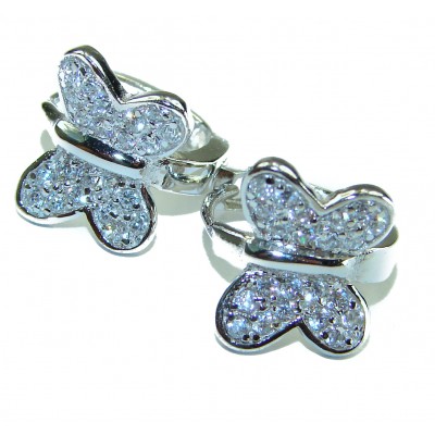 Precious Butterflies authentic White Topaz .925 Sterling Silver Earrings