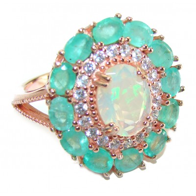 Classic Beauty Genuine 4.5 carat Ethiopian Opal 18K Gold over.925 Sterling Silver handmade Ring size 6 1/4