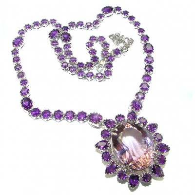 Lavender Fields Pink Amethyst .925 Sterling Silver handcrafted Statement necklace