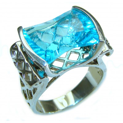 Aqua 22.5 carat Swiss Blue Topaz .925 Sterling Silver ring size 9
