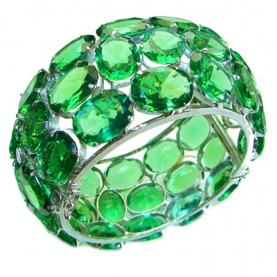 99.55 grams! Green Royalty Green Topaz .925 Sterling Silver incredible handcrafted Statement Bracelet