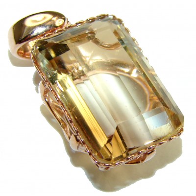 Phenomenal Smoky Quartz crystal with a hint of Citrine 14K Rose Gold over .925 Sterling Silver handcrafted Pendant