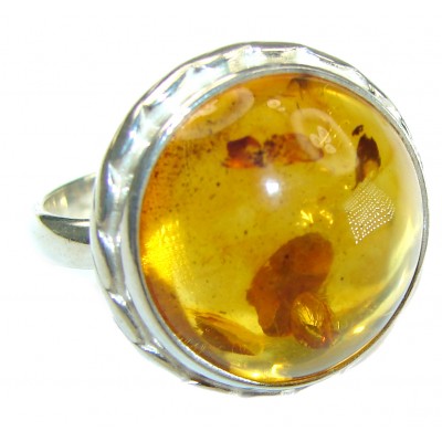Authentic Baltic Amber .925 Sterling Silver handcrafted ring; s. 10 1/4