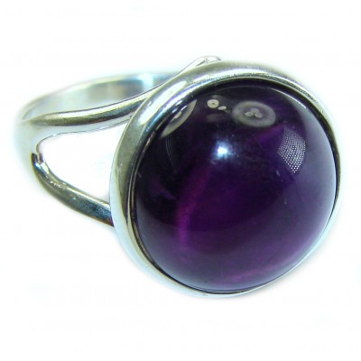 Purple Full Moon Amethyst 14K Gold over .925 Sterling Silver Handcrafted Ring size 9 1/4
