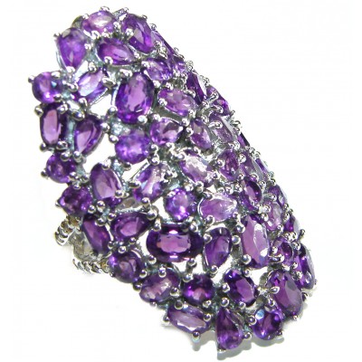 Large and Spectacular 28.5 carat African Amethyst .925 Sterling Silver Handcrafted Ring size 8