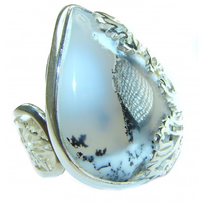 Top Quality Dendritic Agate .925 Sterling Silver handcrafted Ring s. 8 adjustable