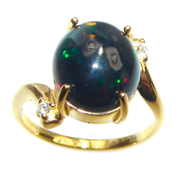 Vintage Design 2.4ctw Genuine Black Opal .925 Sterling Silver handmade Ring size 8 1/2