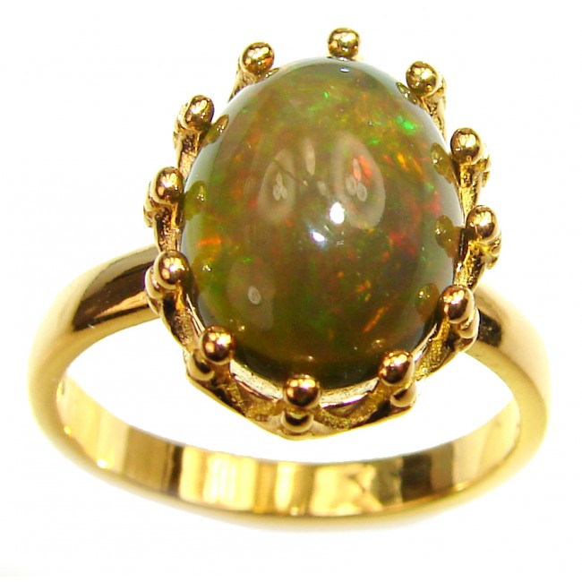 Authentic Black Opal 18K Gold over .925 Sterling Silver handmade Ring s. 8