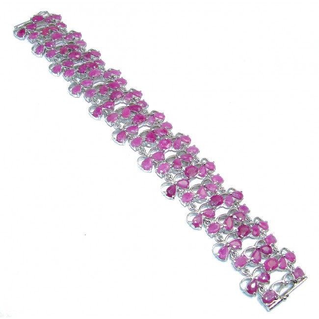 Luxury Victorian Style Authentic Kashmir Ruby .925 Sterling Silver handmade Large Bracelet