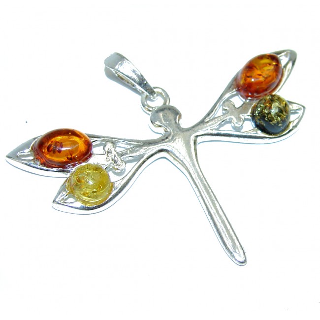 Dragonfly Baltic Polish Amber .925 Sterling Silver handcrafted Pendant