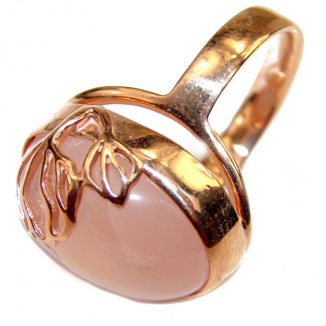 Large 10.2 carat Rose Quartz 18K Gold over .925 Sterling Silver brilliantly handcrafted ring s. 8 1/2