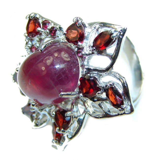 BEST quality 18.8 carat unique Ruby .925 Sterling Silver handcrafted Ring size 9 1/2