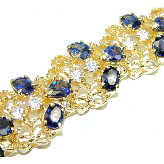 Genuine London Blue Topaz 14K Gold over .925 Sterling Silver handcrafted Bracelet