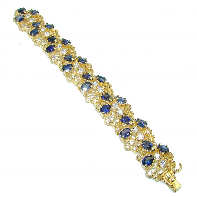 Genuine London Blue Topaz 14K Gold over .925 Sterling Silver handcrafted Bracelet