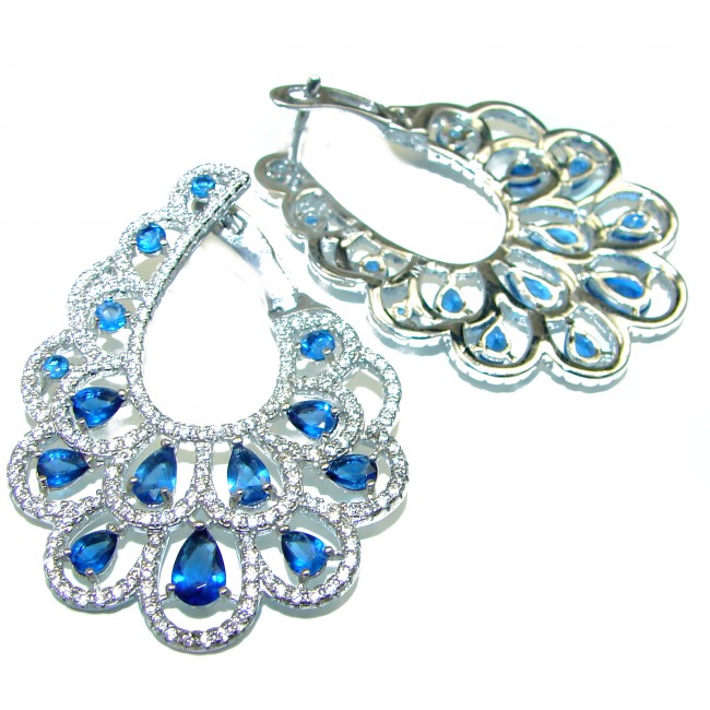 Spectacular London Blue Topaz .925 Sterling Silver handmade earrings