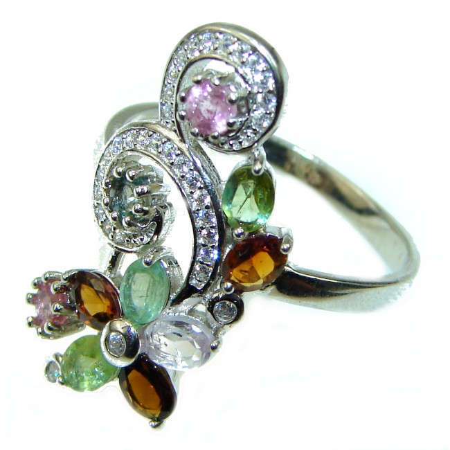 Natural Watermelon Tourmaline .925 Sterling Silver handcrafted ring; s. 9 1/4