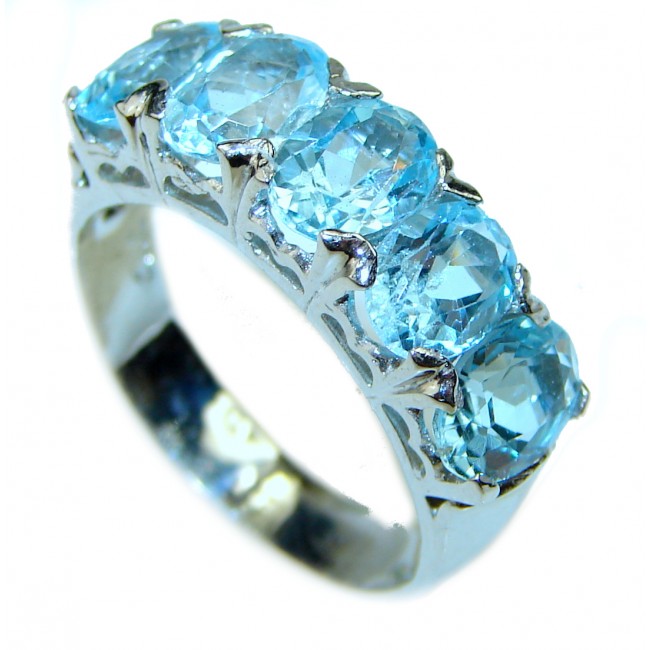 Authentic Swiss Blue Topaz .925 Sterling Silver handmade Ring size 7