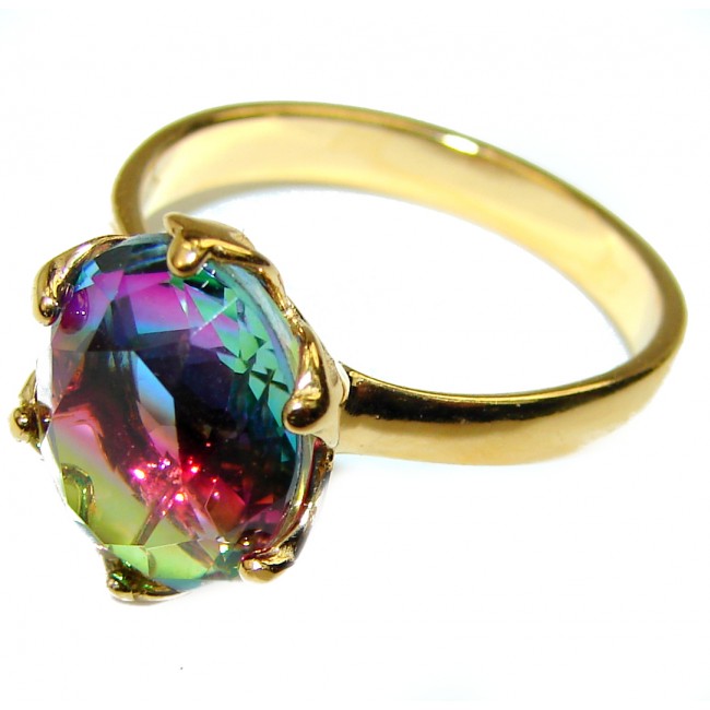 Brazilian Tourmaline 18K Gold over .925 Sterling Silver Perfectly handcrafted Ring s. 8