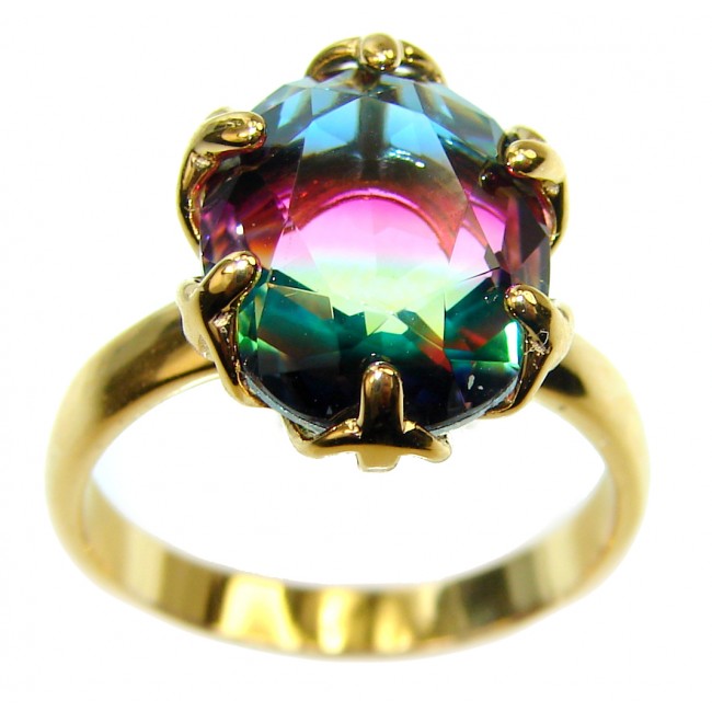 Brazilian Tourmaline 18K Gold over .925 Sterling Silver Perfectly handcrafted Ring s. 8