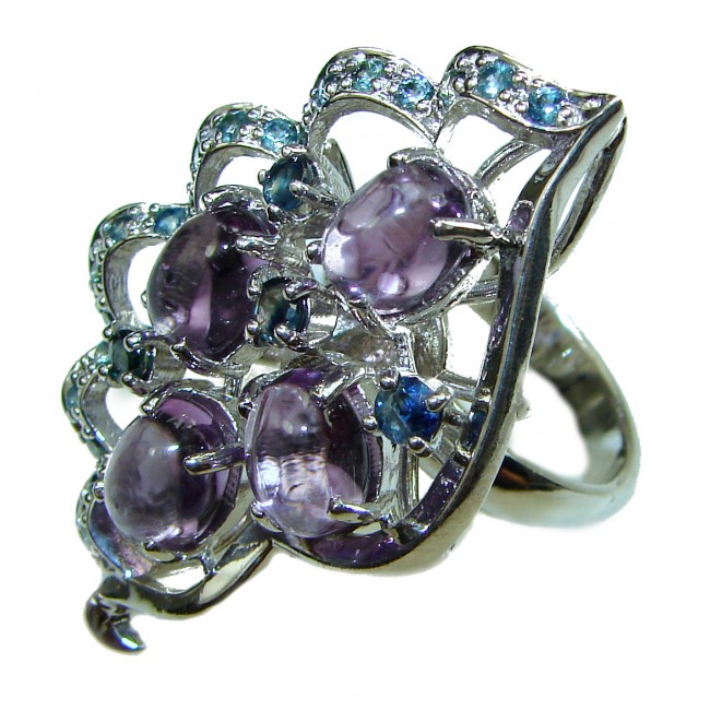 Lavish Lavender authentic Amethyst .925 Sterling Silver Statement handcrafted Ring size 8