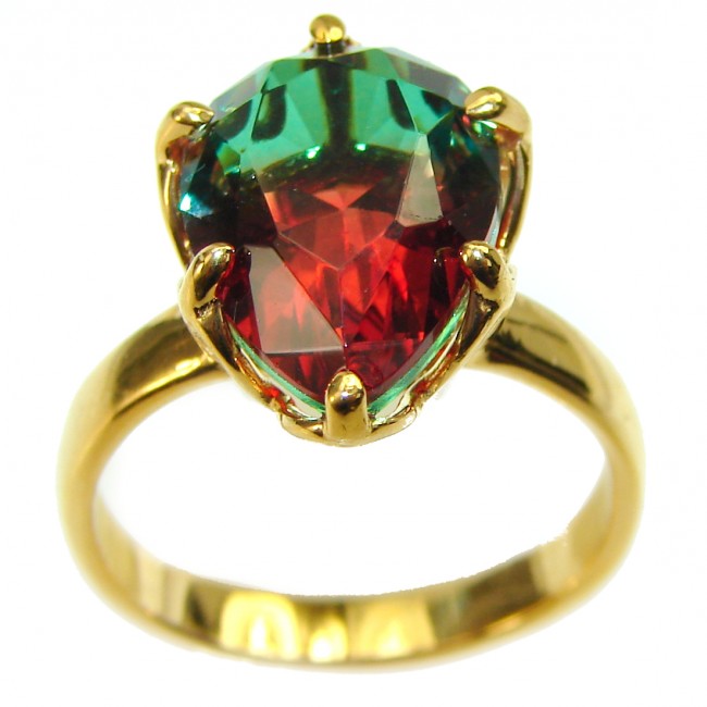 Brazilian Tourmaline 18K Gold over .925 Sterling Silver Perfectly handcrafted Ring s. 7