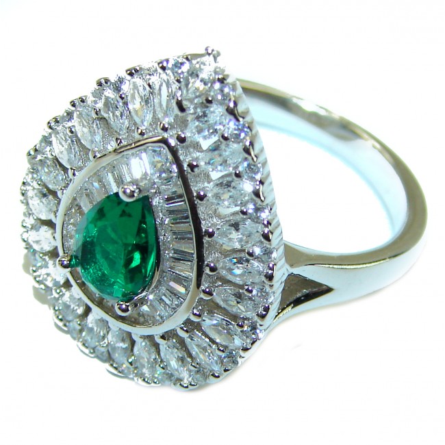 Natural Chrome Diopside .925 Sterling Silver handmade ring s. 7