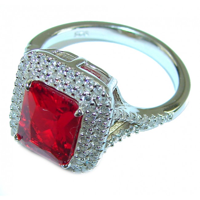 Passionate Love Red Topaz .925 Sterling Silver Eternity Ring size 6 1/4