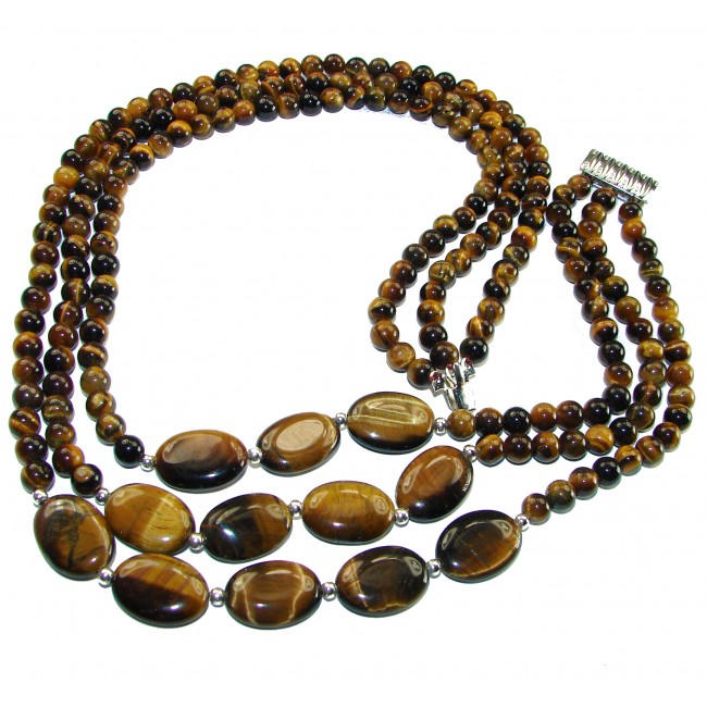99.3 grams Rare Unusual Natural Red Tigers Eye Beads NECKLACE