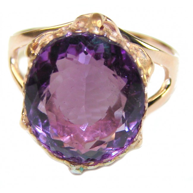 Spectacular Amethyst 14K Rose Gold over .925 Sterling Silver Handcrafted Ring size 9