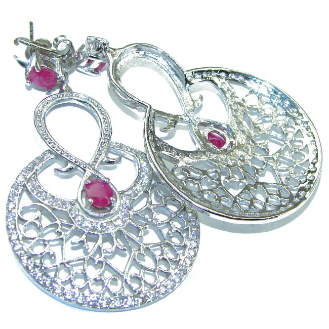 Incredible genuine Ruby .925 Sterling Silver handcrafted Earrings