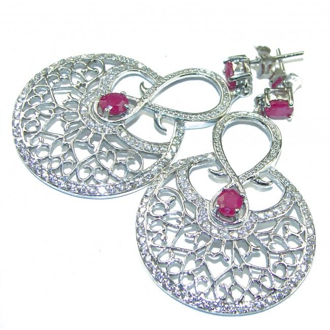 Incredible genuine Ruby .925 Sterling Silver handcrafted Earrings
