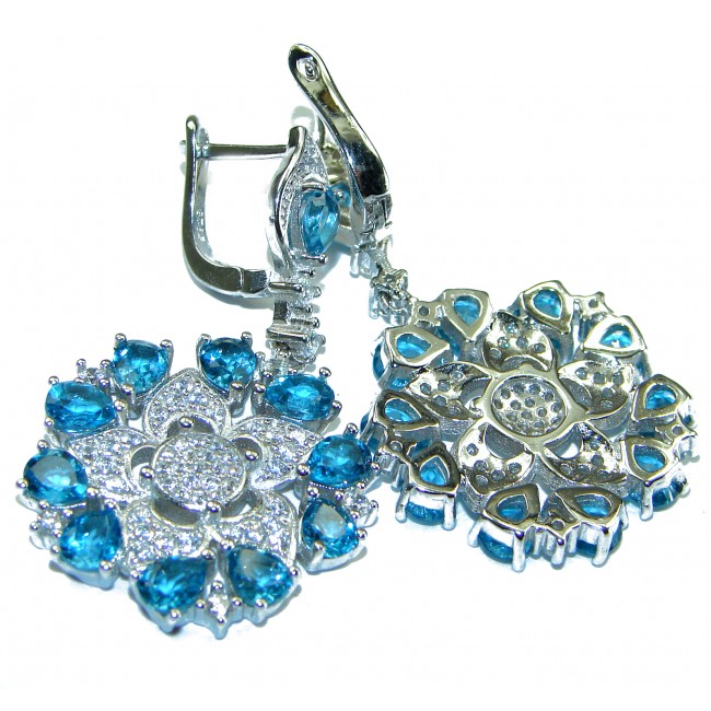 Exquisite London Blue Topaz .925 Sterling Silver handcrafted Earrings