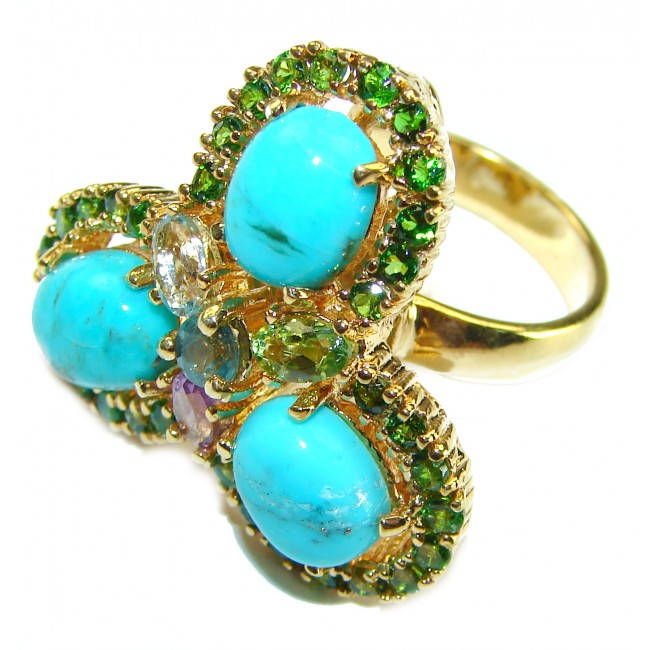 Just Perfection authentic Turquoise 14K Gold over .925 Sterling Silver Ring size 7
