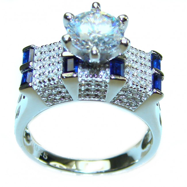 White Topaz Sapphire .925 Sterling Silver brilliantly handcrafted ring s. 7