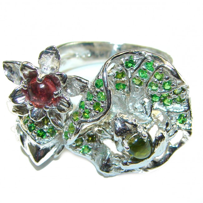 Summer Meadow authentic Garnet .925 Sterling Silver handcrafted Ring size 8 1/4