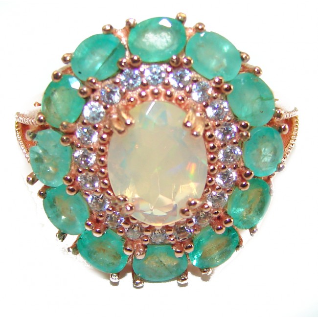 Classic Beauty Genuine 4.5 carat Ethiopian Opal 18K Gold over.925 Sterling Silver handmade Ring size 6 1/4