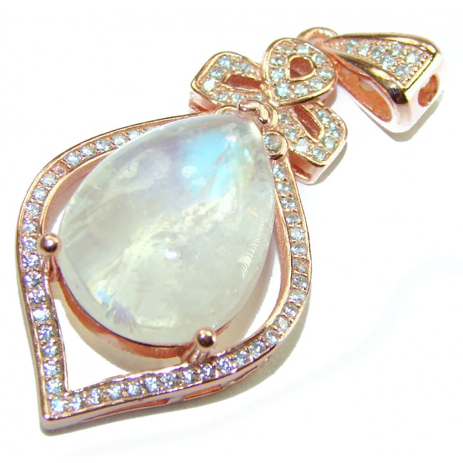 Genuine Fire Moonstone 14K gold over .925 Sterling Silver handcrafted pendant